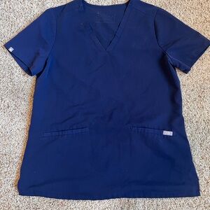 Figs Women's Short Sleeve Top in Deep Blue